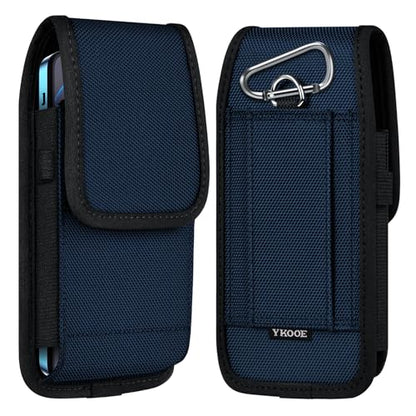 ykooe Cell Phone Pouch Nylon Belt Holster Case Compatible with iPhone 17 16 15 14 13 12 11 & Pro Models, Samsung Galaxy S20 S21 S22 S23 S24 S25(No Clip), Blue–L - color: Blue, size: L