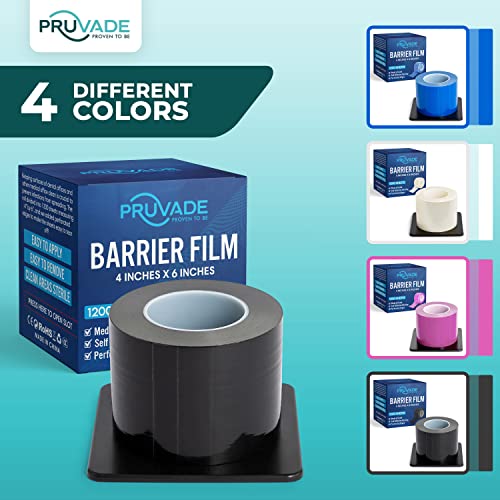 Black Barrier Film 4” x 6” | 1 Box, 1200 Sheets | Self Adhesive Protective Film |Universal Dental Instruments Tape Protects Equipment, Makeup, Microblading, Home Surfaces, Roll & Dispenser Box - color: Black