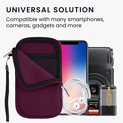 kwmobile Universal Phone Pouch Size L - 6.5" - Neoprene Smartphone Pouch with Zip - Water-Repellent Mobile Phone Case - Sleeve in Berry - color: berry, size: L - 6.5"