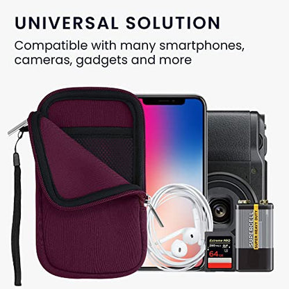 kwmobile Universal Phone Pouch Size L - 6.5" - Neoprene Smartphone Pouch with Zip - Water-Repellent Mobile Phone Case - Sleeve in Berry - color: berry, size: L - 6.5"