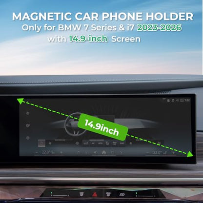 Car Phone Holder for BMW 7 Series & i7 2026 2025 2024 2023 (Only for 14.9-Inch Screen) 360° Rotation Magnetic Cell Phone Mount, Compatible with Magsafe, Does Not Affect Air Vent - size: Fit for 2023-2026 i7/7 Series, 14.9-Inch
