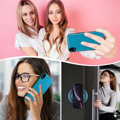 Asuwish Phone Case for iPhone XR 6.1 Zipper Wallet Magnetic Cell Cover with Tempered Glass Screen Protector Strap Flower Card Holder iPhoneXR iPhone10R i Phonex 10XR 10R RX CR iPhoneXRcases Women Blue - color: Blue