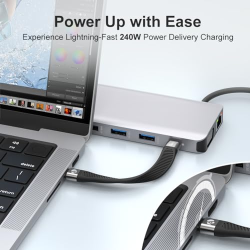 Short USB-C to USB-C USB4 Fast Charger Cable, 5 inch, 40 Gbps, 240W, Thunderbolt 3/4/5 Compatible, for iPhone 15 & 16, iPad, MacBook, Samsung Galaxy, Tablets, Laptops - style: USB-C to C (40G, 240W)