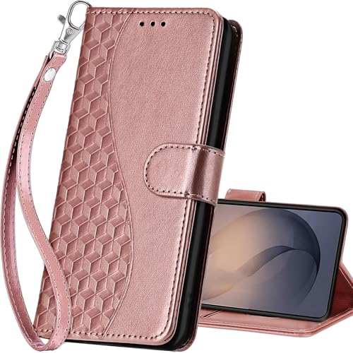 for Samsung Galaxy S26 5G Wallet case, Rose Gold | 3 Card Holders, Kickstand, Shockproof TPU Shell, PU Leather, Magnetic Closure, Protective Flip Folio Cover, Women - color: 5