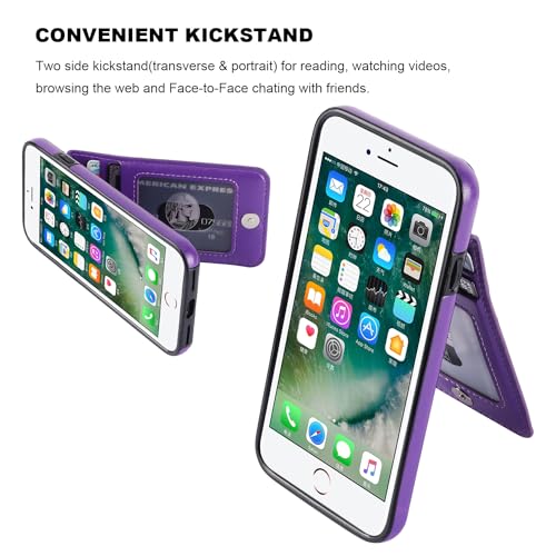 KIHUWEY for iPhone SE/8/7 Wallet Case Card Holder, Dark Purple - color: Dark Purple