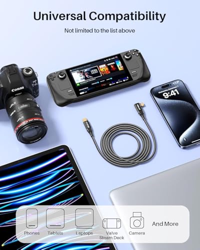 LDLrui USB C Monitor Cable Right Angle 3FT 2P, 8K/5K@60Hz 4K@144Hz Display - size: 3FT+3FT