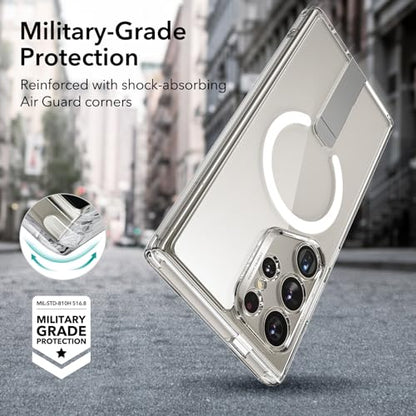 ESR for Samsung Galaxy S24 Ultra Magsafe Case with Kickstand, Wireless Charging Compatible with Magnetic, 3 Stand Modes, Military-Grade Protection, Shockproof Case Slim Fit for S24 Ultra, Clear - color: Magsafe Boost-Clear
