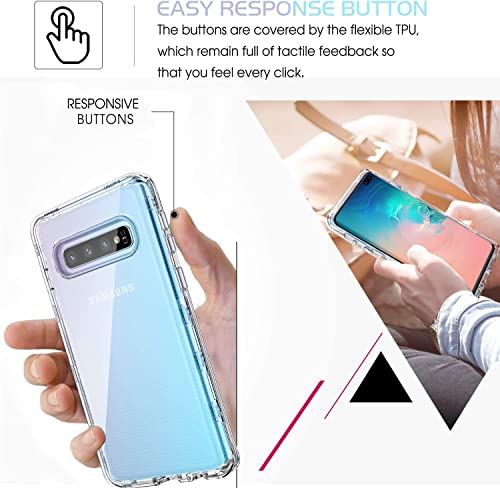 KIOMY Clear Case for Samsung Galaxy S10+ / S10 Plus, 3 in 1 Shockproof Bumper Protective Phone Cover, Hybrid Design Hard PC Shell + Front Cover + Flexible TPU Bumper - color: Front Frame Included