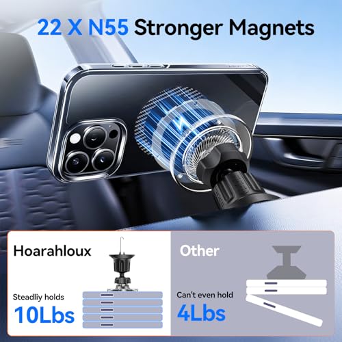 for MagSafe Car Mount,【22 N55 Super Magnets】 Magnetic Phone Holder for Car Air Vent, Cell Phone Mount Car Accessories Compatible with iPhone 17 16 15 14 13 12 Pro Max - color: Black