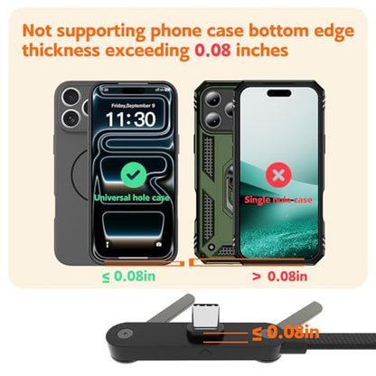 USB C to USB C Invisible Stand Charging Cable，240W Fast Charging Cable 4.9FT，Built-in Phone Support Fast Charging Cord for Gaming Office Travel (Black) - size: 4.9FT(C-C)