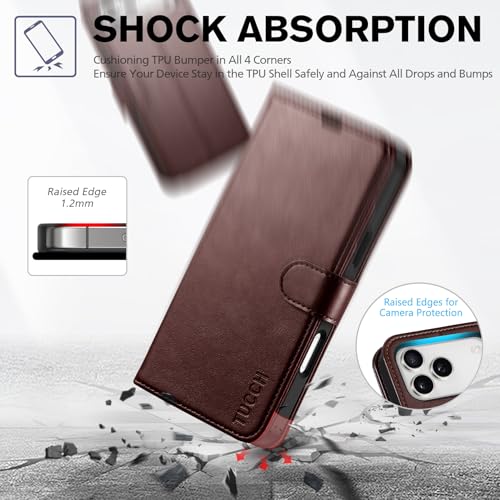 TUCCH Wallet Case for iPhone 17 Pro Max (6.9"), Flip Stand, Chocolate Brown | RFID Blocking, 4 Card Holders, Kickstand, PU Leather, Shockproof TPU Shell, Magnetic Closure, Protective Folio Cover - color: Chocolate Brown