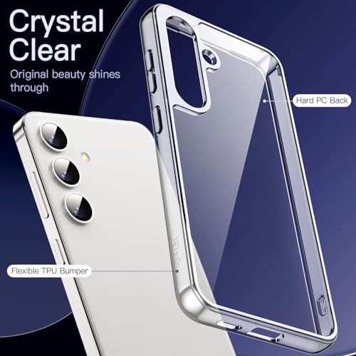 JETech Case for Samsung Galaxy S24 Plus 5G, Non-Yellowing Shockproof Bumper Protective Phone Cover, Anti-Scratch Hard PC Back (Clear) - color: Clear, size: Galaxy S24 Plus