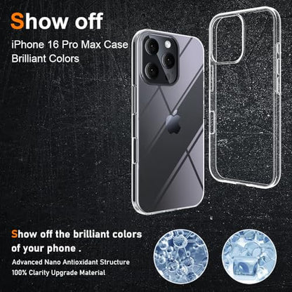 Silicone Clear iPhone 16 Pro Max Case,Ultra Thin with Comfort Grip | Soft Slim-Fit TPU iPhone 16 Pro Max Phone Cover,Non-Slip,Shockproof Protection,Scrath-Resistant - size: iPhone 16 pro max case