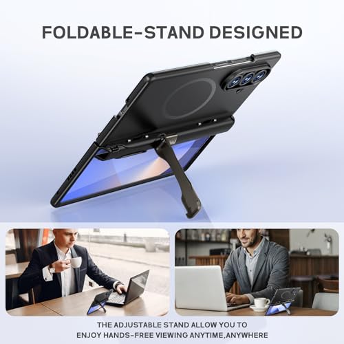 for Samsung Galaxy Z Fold7 Case, [Compatible with Magsafe], [Invisible Kickstand & HD Screen Protector], Protective Phone Case for Samsung Galaxy Z Fold 7, Black - color: Black