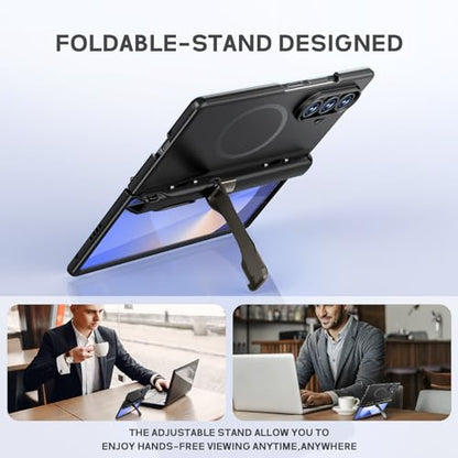 for Samsung Galaxy Z Fold7 Case, [Compatible with Magsafe], [Invisible Kickstand & HD Screen Protector], Protective Phone Case for Samsung Galaxy Z Fold 7, Black - color: Black