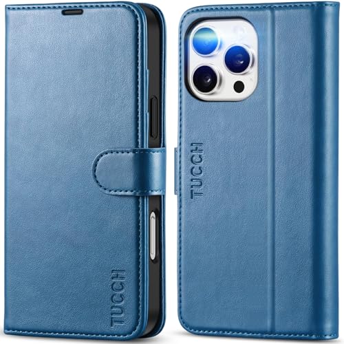 TUCCH Wallet Case for iPhone 16 Pro Max (6.9") 2024, Flip Stand, Light Blue | RFID Blocking, 4 Card Holders, Kickstand, PU Leather, Shockproof TPU Shell, Magnetic Closure, Protective Folio Cover - color: Light Blue