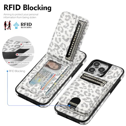 SkyEagle Compatible with MagSafe iPhone 12/12Pro Wallet Case,Leopard-White - color: Leopard-White, size: iPhone 12/Pro - 6.1"