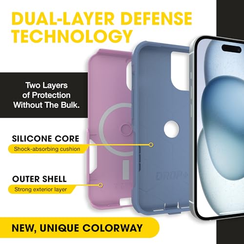 OtterBox iPhone 17e, 16e, 15, 14, 13 Commuter Series Case - Pink & Blue | 3X Military Drop Protection - Slim - Dual-Layer Shockproof Design - Pocket-Friendly - Raised Edges - Port Covers - color: Pink/Blue