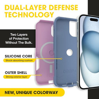 OtterBox iPhone 17e, 16e, 15, 14, 13 Commuter Series Case - Pink & Blue | 3X Military Drop Protection - Slim - Dual-Layer Shockproof Design - Pocket-Friendly - Raised Edges - Port Covers - color: Pink/Blue