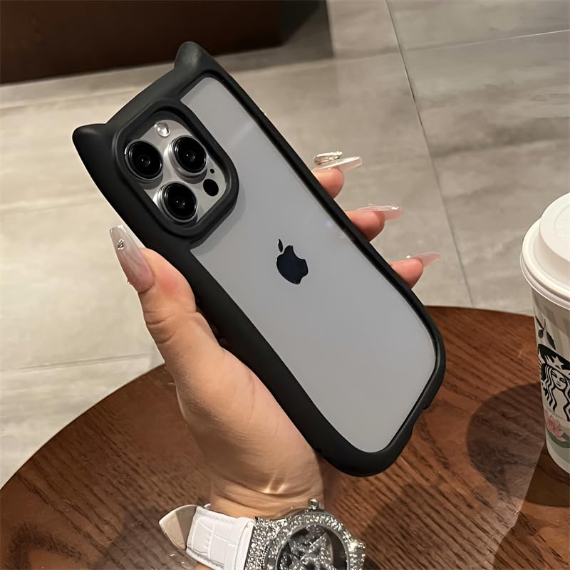 Compatible with 17 Case Cute Kawaii 3D Cat Ears Clear Flexible Soft TPU Transparent Shockproof Protective Phone Case Cover for Girls Women-Blue2 - color: Blue2, size: 1 Count (Pack of 1)