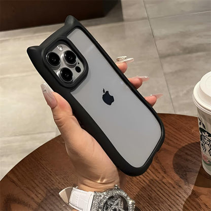 Compatible with 17 Case Cute Kawaii 3D Cat Ears Clear Flexible Soft TPU Transparent Shockproof Protective Phone Case Cover for Girls Women-Blue2 - color: Blue2, size: 1 Count (Pack of 1)