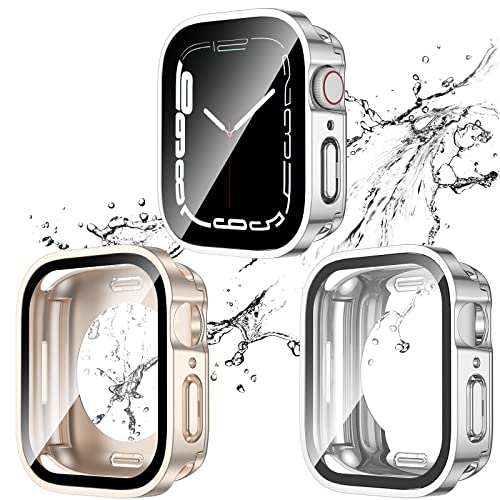 2-Pack Waterproof Case for 41mm Apple Watch Series 9/8/7 - color: Starlight/Silver, size: 41mm (Series 9/8/7)