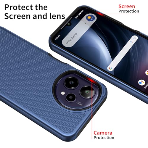 for Cricket Icon Plus 2026 (Plus Version Only) /AT&T Verge 2 Case with Tempered Glass Screen Protector,Dual Layer Heavy Duty Shockproof Protection (Blue) - color: Blue
