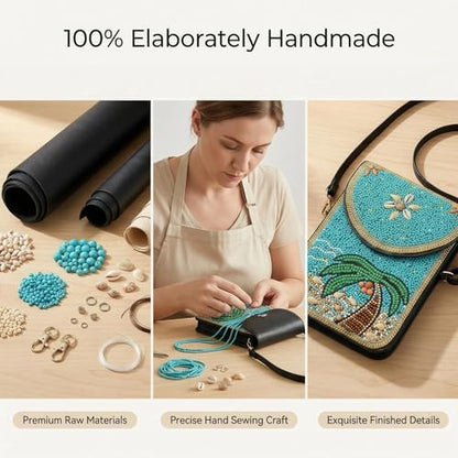 Small Crossbody Bags for Women, Cell Phone Shoulder Bag Boho Wallet Purse - color: Coconut Tree
