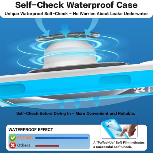 Waterproof Phone Case, Underwater Phone Cases for Snorkeling, IPX8 Diving Case, 360 Full Body Protection for iPhone 16 Pro Max/15/14/Galaxy S24, Up to 6.9 Inch, Beach Cruise Essentials (Blue) - color: Blue