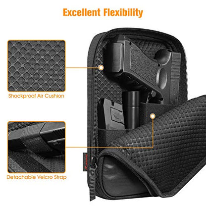 FINPAC Concealed Carry Gun Pouch, Soft Pistol Case Fanny Pack Firearm Bag | Pistol Bag Waist Belt with Holster for Handgun, Air Gun, Men, Women - color: Black - Standard Size