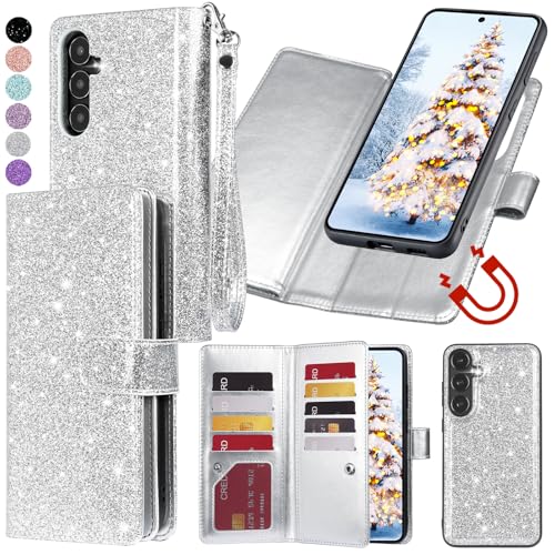 Varikke for Galaxy S25 FE Wallet Case Magnetic Detachable, Silver - color: Silver, size: Galaxy S25 FE 6.7"