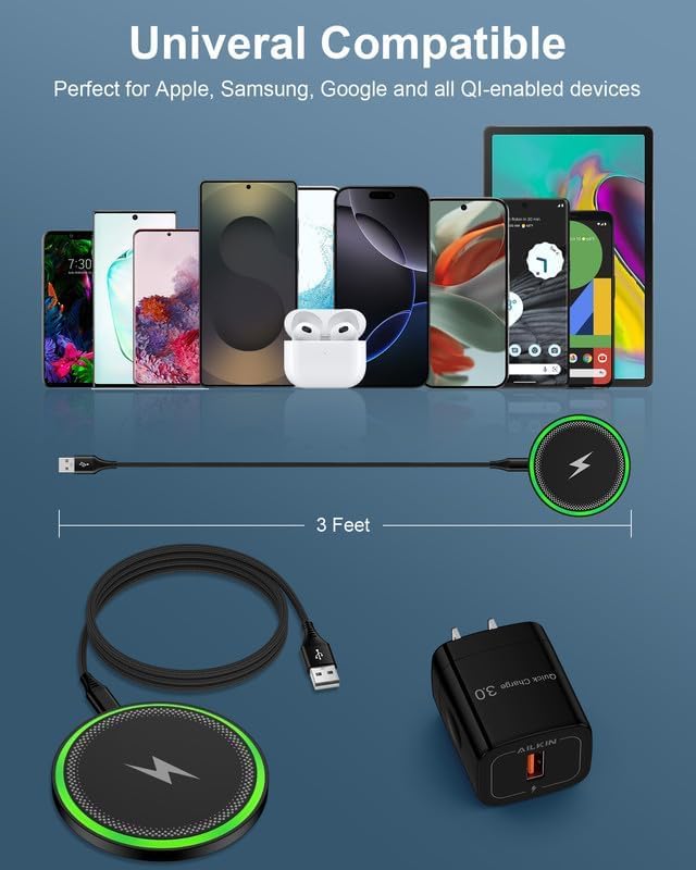 Wireless Charger Samsung S26, 15W Android Wire Less Charging Pad for Galaxy - color: Wireless Charger Black