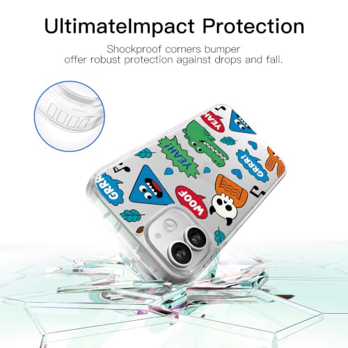 for iPhone 11 Case, TPU, Drop Protection, Cartoon Sticker | Shockproof, Fade-resistant, Anti-yellow, Lens protection, Precise cutout, Slim grip, 24h Service, Fashion trends, Crocodile - color: Cartoon Sticker, size: iPhone 11