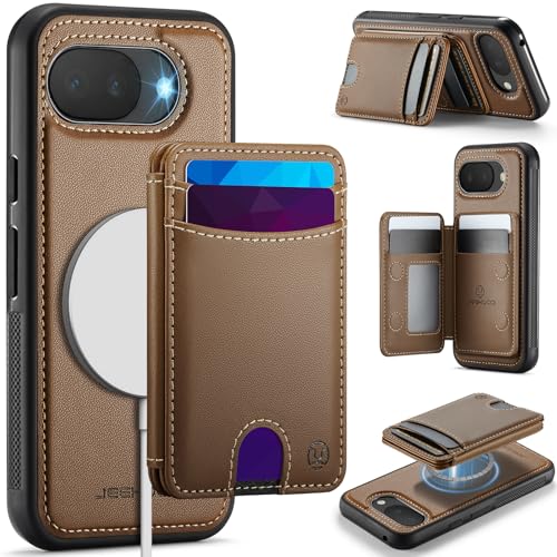 Wallet Case for Google Pixel 10a Compatible with MagSafe for Men Women, 2 in 1 Detachable Magnetic Phone Case with Card Holder Kickstand RFID Blocking for Pixel 10a (Brown) - color: Brown