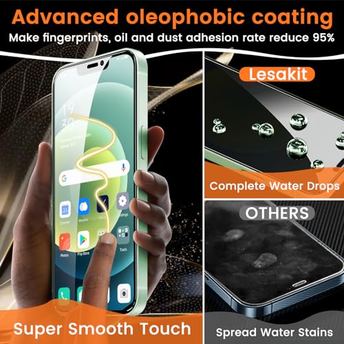 Lesakit 3+3 Pack Privacy Screen Protector for iPhone 12 6.1-Inch with 3 Pack Camera Lens Protector, Anti Spy Tempered Glass Film 9H Hardness Bubble Free Case Friendly - size: iPhone 12