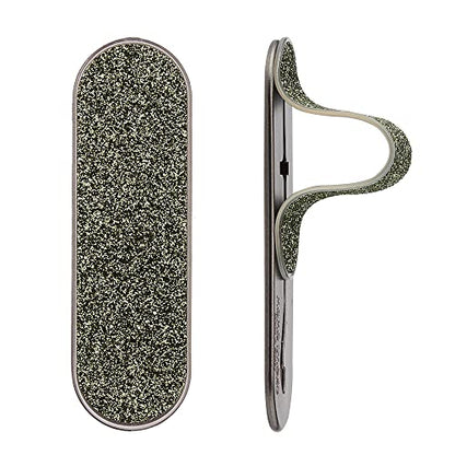 Momostick Flatstick, Cell Phone Finger Grip Strap Holder for Hand, Cell Phone Stand, New Slim Finger Loop Selfie Grip Compatible with Most Smartphones - Glitter Olive - color: Glitter Olive