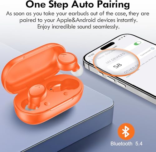Lanteso True Wireless Earbuds Bluetooth 5.4, in Ear Headphones - color: Orange