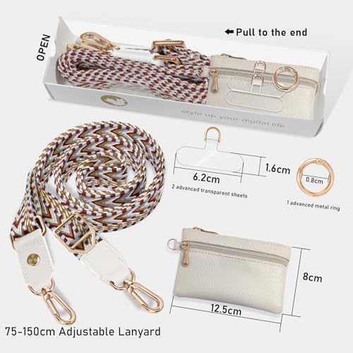 UKON Phone Lanyard Crossbody Phone Strap Widen Neck Strap Adjustable Shoulder Strap with Premium Hardware Hook Bag Strap (Red) - color: Red