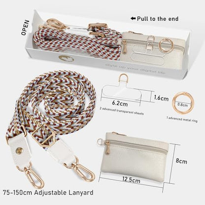 UKON Phone Lanyard Crossbody Phone Strap Widen Neck Strap Adjustable Shoulder Strap with Premium Hardware Hook Bag Strap (Red) - color: Red