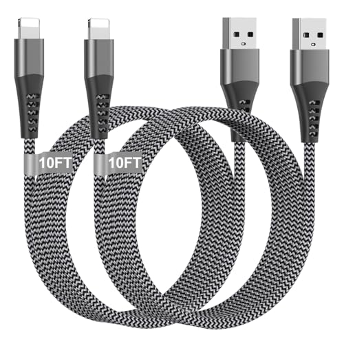 Phone Charger Cord 2Pack 10FT USB Lighting Cable Nylon Braided Phone Cords Fast Charging 10 ft Compatible with Phone 13 12 11 Pro Max XR XS X 8 7 6 Plus SE Pad and More
