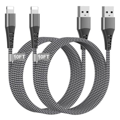 Phone Charger Cord 2Pack 10FT USB Lighting Cable Nylon Braided Phone Cords Fast Charging 10 ft Compatible with Phone 13 12 11 Pro Max XR XS X 8 7 6 Plus SE Pad and More