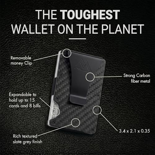 Mountain Voyage Minimalist Wallet for Men - Slim RFID Wallet, Scratch Resistant, Credit Card Holder & Money Clip, Easily Removable Money & Cards (Matte Carbon Fiber) - color: Matte Carbon Fiber