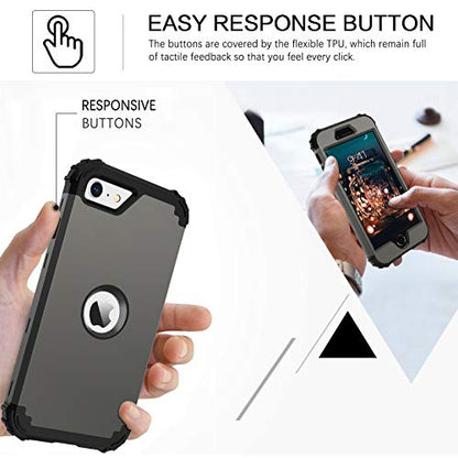 BENTOBEN for iPhone SE 2022 Case and Phone Case iPhone SE 2020, Heavy Duty 3 in 1 Full Body Rugged Shockproof Hybrid Hard PC Soft Rubber Bumper Drop Protective Girl Women Boy Men iPhone Cover,Gunmetal - color: Black/Gunmetal