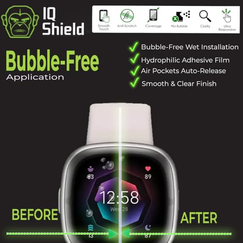 IQShield 6 Pack for Fitbit Sense 2 / Fitbit Versa 4 Screen Protector,Easy Install, Ultra Thin, Smudge-Resistant, Anti-Scratch, Anti-Bubble, Clear TPU Film - size: 1.58 INCH