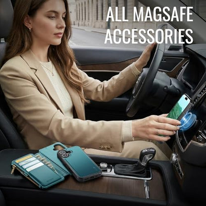 for iPhone 16 Plus - Phone Case Wallet Magnetic Detach, Turquoise - color: Turquoise, size: iPhone 16 Plus