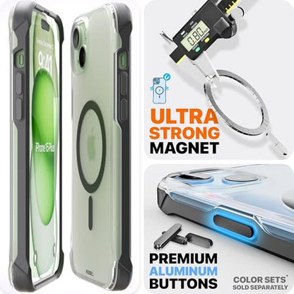 REBEL Clear Case for iPhone 15 Plus [Frosted Series Gen-4] Compatible with Magsafe, Translucent Matte Texture, Protective Shockproof Bumpers, Metal Buttons, 6.7 Inch 2023 Phone Cover (Frosted Black) - color: Frosted Black, size: iPhone 15 Plus