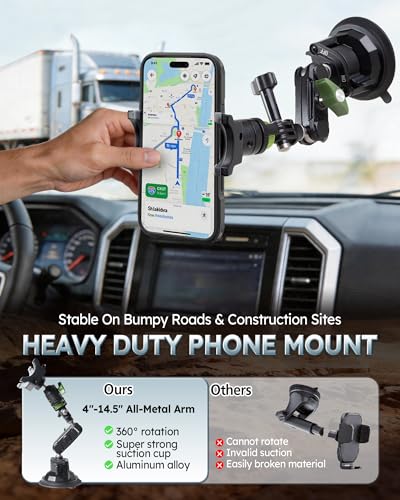 Semi Truck Phone Mount for Drivers, 360° Anti-Shake, Camera Ready - style: sprot