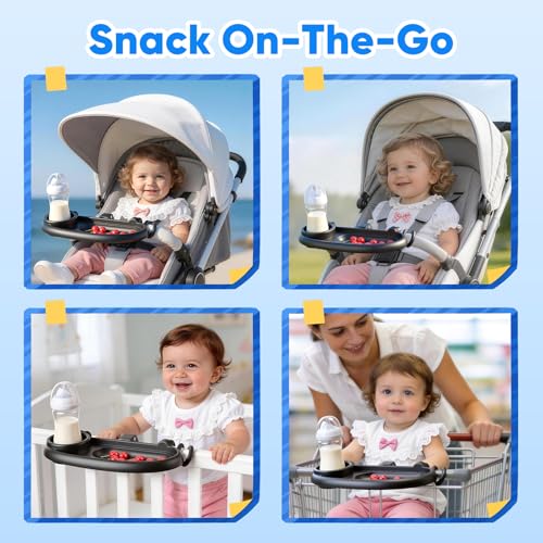 4 in 1 Universal Stroller Tray with Cup Holder, Baby Stroller Attachment - color: Multi