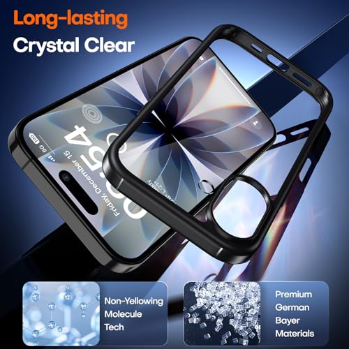 TAURI for iPhone 17 Case, Anti-Yellowing with Screen Protector, Military-Grade Protection Shockproof Slim Phone Case for iPhone 17, Black - color: E-Black
