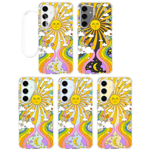 MOSNOVO Case for Samsung Galaxy S24 FE, [Buffertech 6.6ft Military-Grade Drop Protection] [Anti Peel Off Tech] Clear TPU Bumper Phone Case Cover Design - 70's Psychedelic Groovy Art - color: Clear - 70's Psychedelic Groovy Art, size: Samsung Galaxy S24 FE